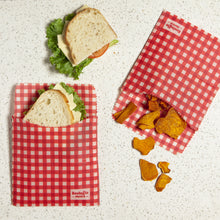 Load image into Gallery viewer, Gingham Dot Beeswax Sandwich Bag Set of 2
