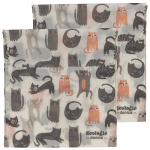 Cats Sandwich Beeswax Wrap Set of 2