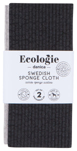 Pebble Gray and Black Sponge Cloths Set of 2