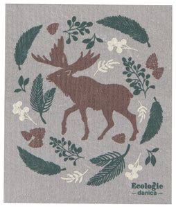 Winter Moose Swedish Sponge Cloth