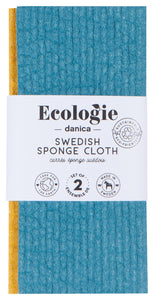 Ocean Blue and Gold Sponge Cloths Set of 2